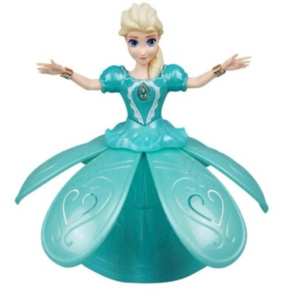 Frozen Dance Twirling Gliding Girl w/ Lifting Dress Flaps, Light Effects & Music